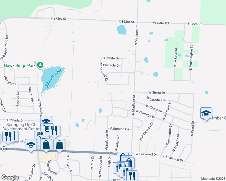 map of restaurants, bars, coffee shops, grocery stores, and more near 430 Buffalo Court in Raymore