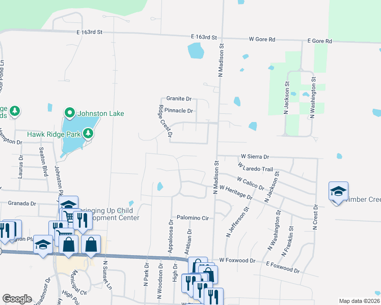 map of restaurants, bars, coffee shops, grocery stores, and more near 418 Buffalo Court in Raymore