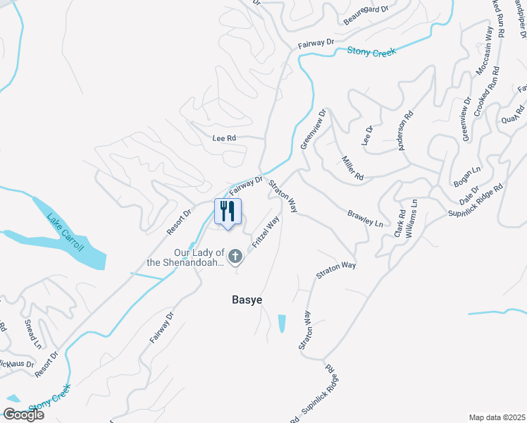 map of restaurants, bars, coffee shops, grocery stores, and more near 13 Ridge Court in Basye
