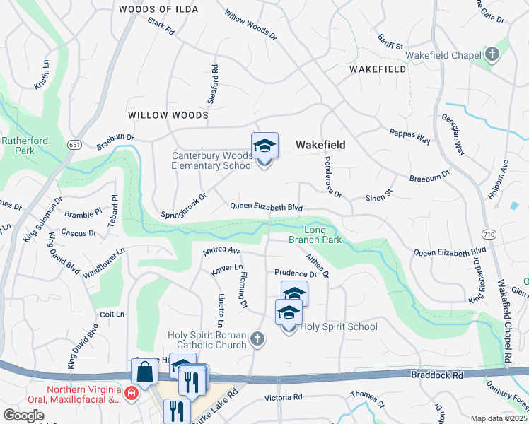 map of restaurants, bars, coffee shops, grocery stores, and more near 8809 Queen Elizabeth Boulevard in Annandale