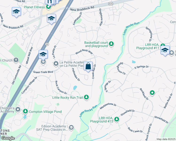 map of restaurants, bars, coffee shops, grocery stores, and more near 14163 Autumn Circle in Centreville