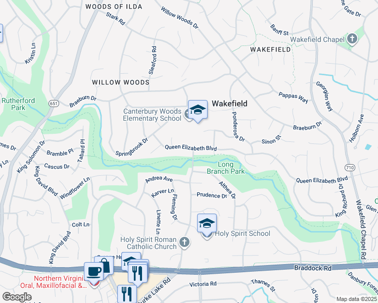 map of restaurants, bars, coffee shops, grocery stores, and more near 8809 Queen Elizabeth Boulevard in Annandale
