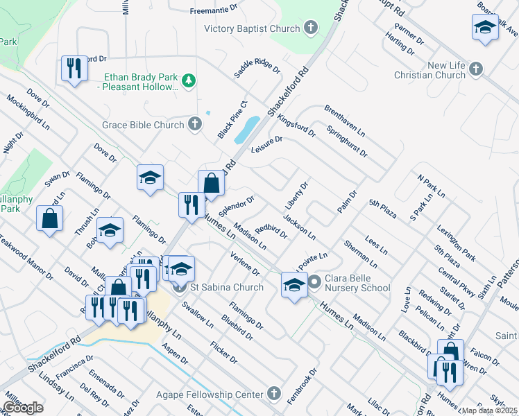 map of restaurants, bars, coffee shops, grocery stores, and more near 2165 Crane Drive in Florissant