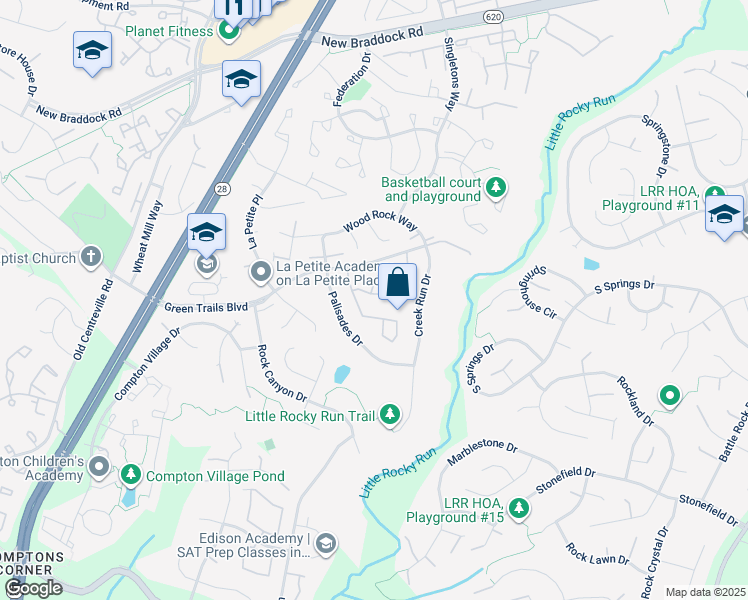 map of restaurants, bars, coffee shops, grocery stores, and more near 14191 Autumn Circle in Centreville