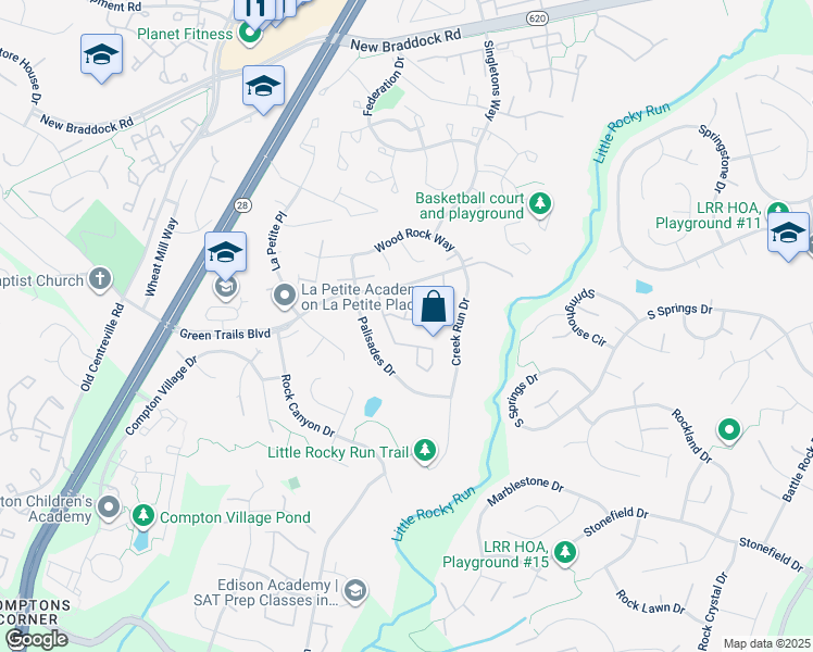 map of restaurants, bars, coffee shops, grocery stores, and more near 14193 Autumn Circle in Centreville