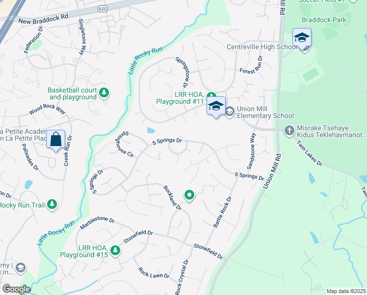 map of restaurants, bars, coffee shops, grocery stores, and more near 6302 South Springs Circle in Clifton