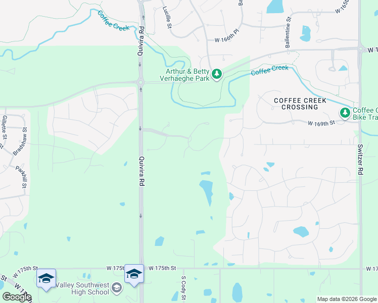 map of restaurants, bars, coffee shops, grocery stores, and more near West 170th Terrace in Overland Park