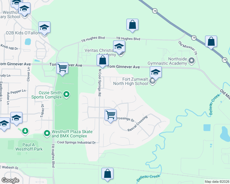 map of restaurants, bars, coffee shops, grocery stores, and more near 728 Sterling Ridge Drive in O'Fallon