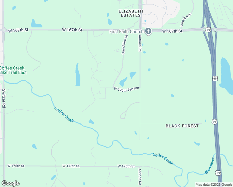 map of restaurants, bars, coffee shops, grocery stores, and more near 9065 West 170th Terrace in Stilwell