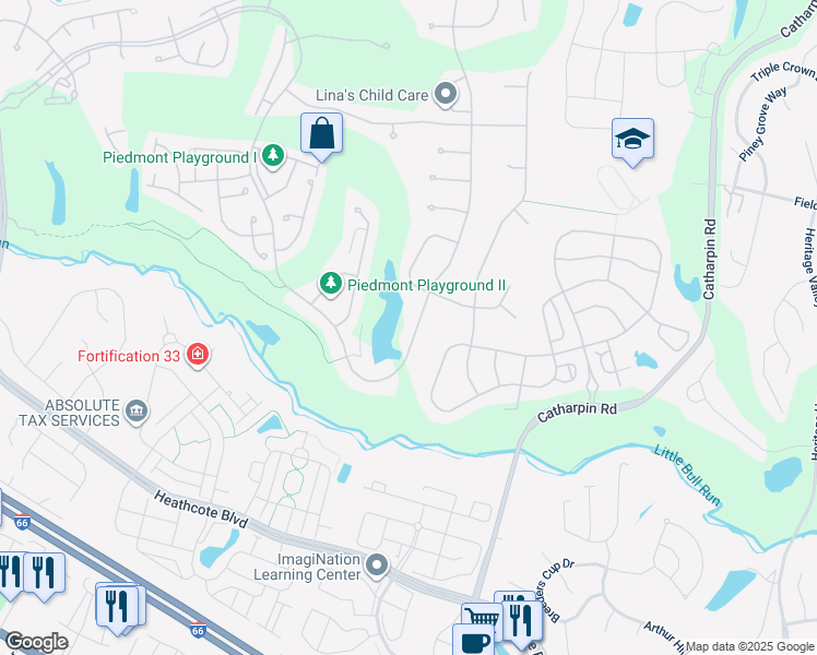 map of restaurants, bars, coffee shops, grocery stores, and more near 13744 Piedmont Vista Drive in Haymarket