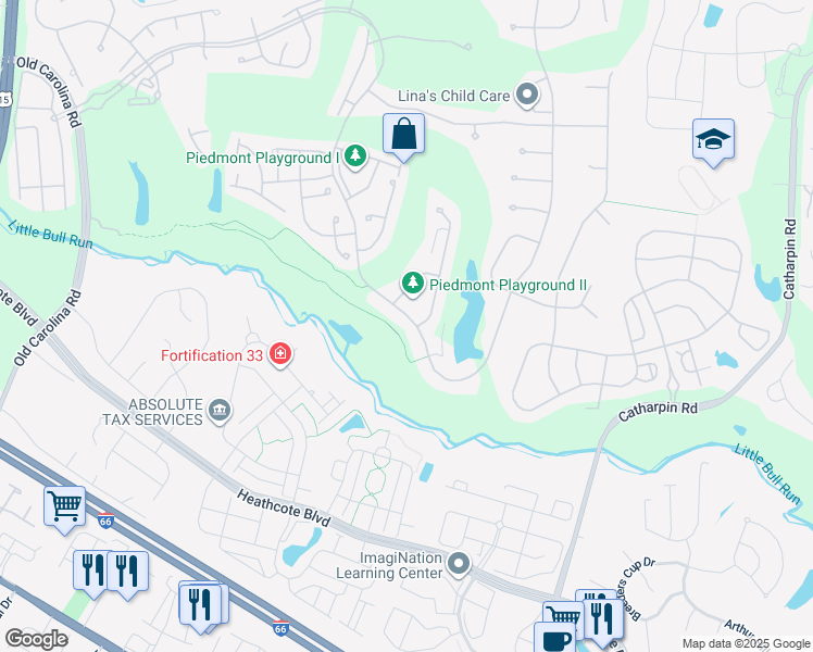 map of restaurants, bars, coffee shops, grocery stores, and more near 13861 Piedmont Vista Drive in Haymarket