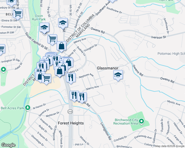 map of restaurants, bars, coffee shops, grocery stores, and more near 101 Independence Avenue Southeast in Washington