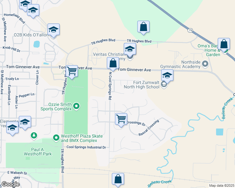 map of restaurants, bars, coffee shops, grocery stores, and more near 712 Sterling Ridge Drive in O'Fallon