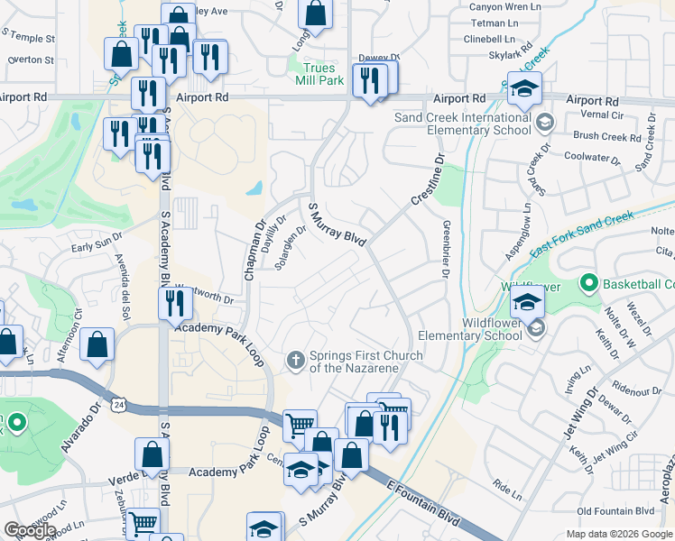 map of restaurants, bars, coffee shops, grocery stores, and more near in 