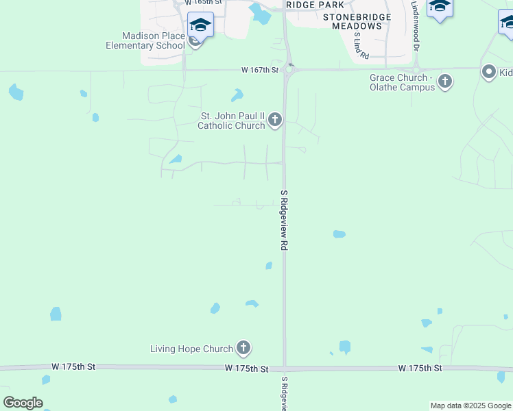 map of restaurants, bars, coffee shops, grocery stores, and more near West 170th Terrace in Johnson County