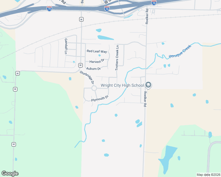 map of restaurants, bars, coffee shops, grocery stores, and more near 108 Plymouth Drive in Wright City