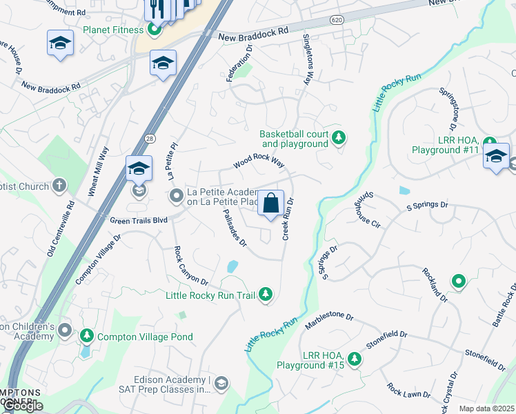map of restaurants, bars, coffee shops, grocery stores, and more near 14188 Autumn Circle in Centreville