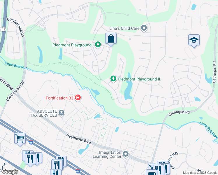 map of restaurants, bars, coffee shops, grocery stores, and more near 13873 Piedmont Vista Drive in Haymarket
