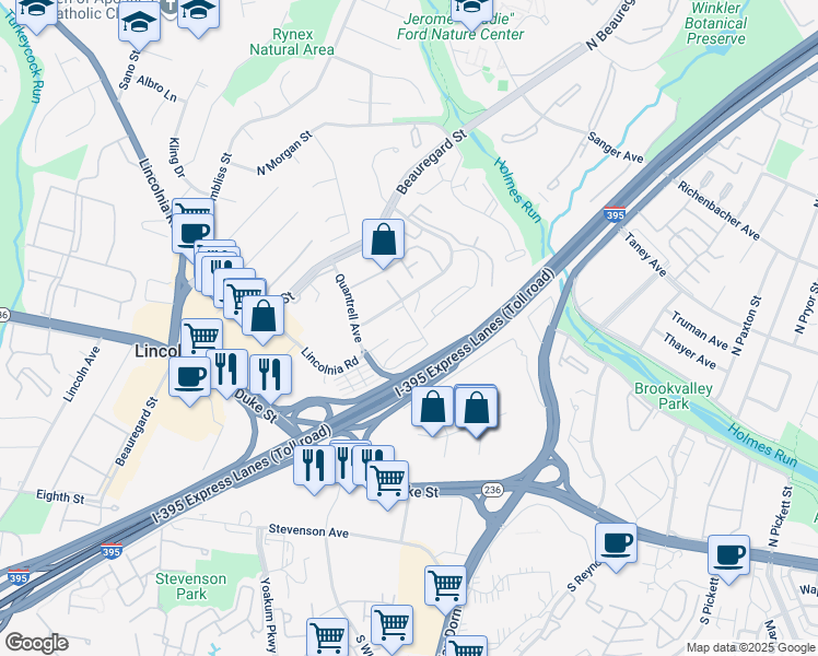 map of restaurants, bars, coffee shops, grocery stores, and more near 431 North Armistead Street in Alexandria