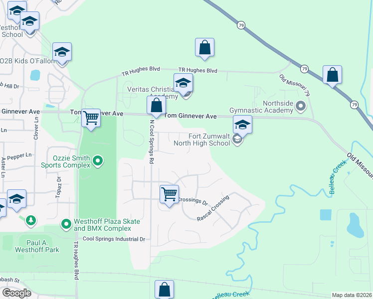 map of restaurants, bars, coffee shops, grocery stores, and more near 728 Sterling Ridge Drive in O'Fallon
