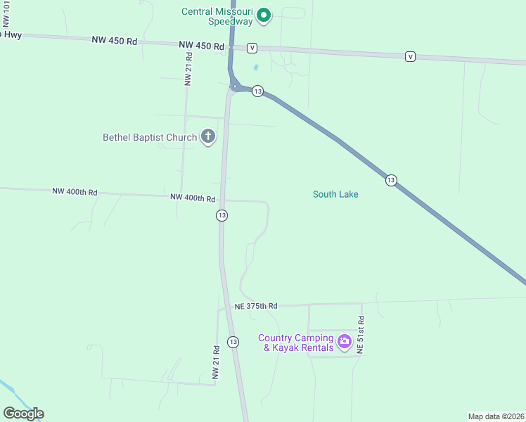 map of restaurants, bars, coffee shops, grocery stores, and more near 399 Missouri 13 in Warrensburg