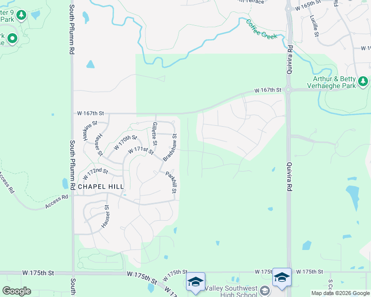 map of restaurants, bars, coffee shops, grocery stores, and more near 16901 Bradshaw Street in Overland Park