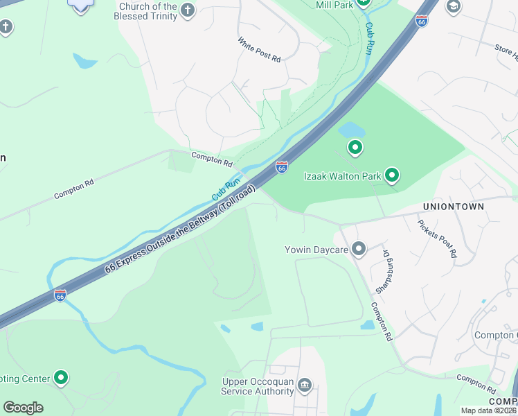 map of restaurants, bars, coffee shops, grocery stores, and more near 14919 Compton Road in Centreville