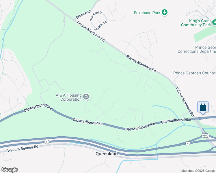 map of restaurants, bars, coffee shops, grocery stores, and more near 5103 Griffendale Lane in Upper Marlboro