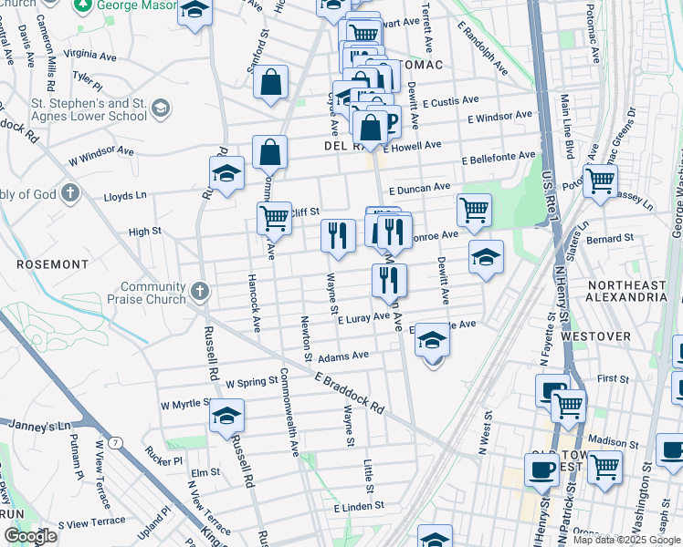 map of restaurants, bars, coffee shops, grocery stores, and more near 101 Independence Avenue Southeast in Washington