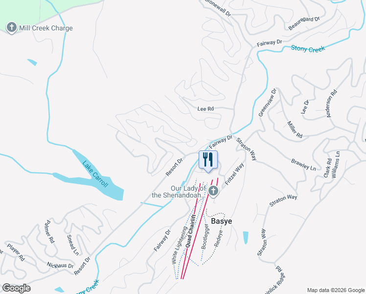 map of restaurants, bars, coffee shops, grocery stores, and more near 272 Morrie Drive in Basye