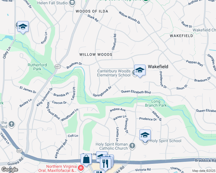 map of restaurants, bars, coffee shops, grocery stores, and more near 4728 Eddystone Street in Annandale