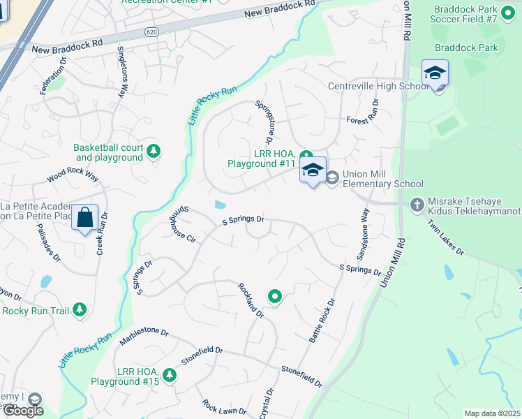 map of restaurants, bars, coffee shops, grocery stores, and more near 13664 South Springs Drive in Clifton