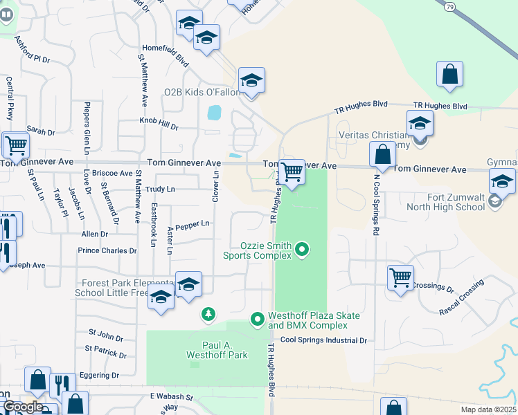 map of restaurants, bars, coffee shops, grocery stores, and more near 785 Diamond Pointe Court in O'Fallon