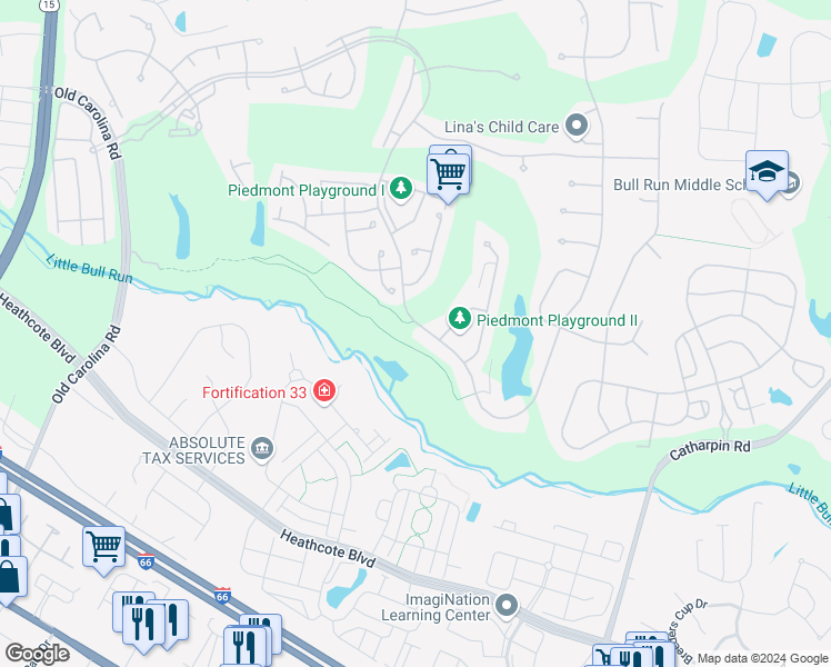 map of restaurants, bars, coffee shops, grocery stores, and more near 13901 Piedmont Vista Drive in Haymarket