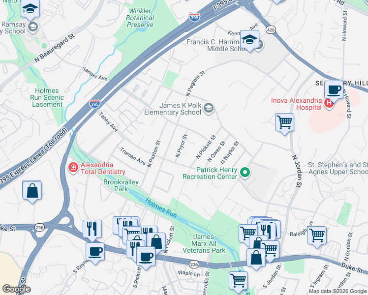 map of restaurants, bars, coffee shops, grocery stores, and more near 101 Independence Avenue Southeast in Washington