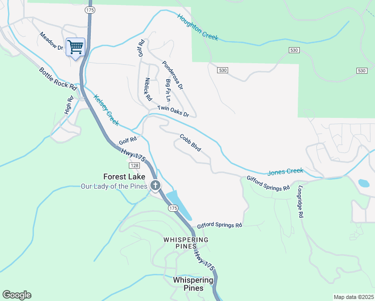map of restaurants, bars, coffee shops, grocery stores, and more near 16610 Mountain View Drive in Cobb