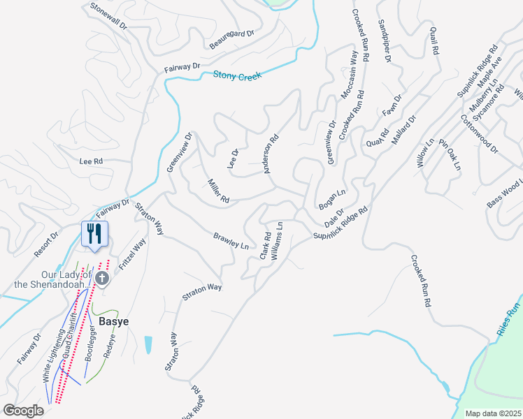 map of restaurants, bars, coffee shops, grocery stores, and more near 600 Brawley Lane in Mount Jackson