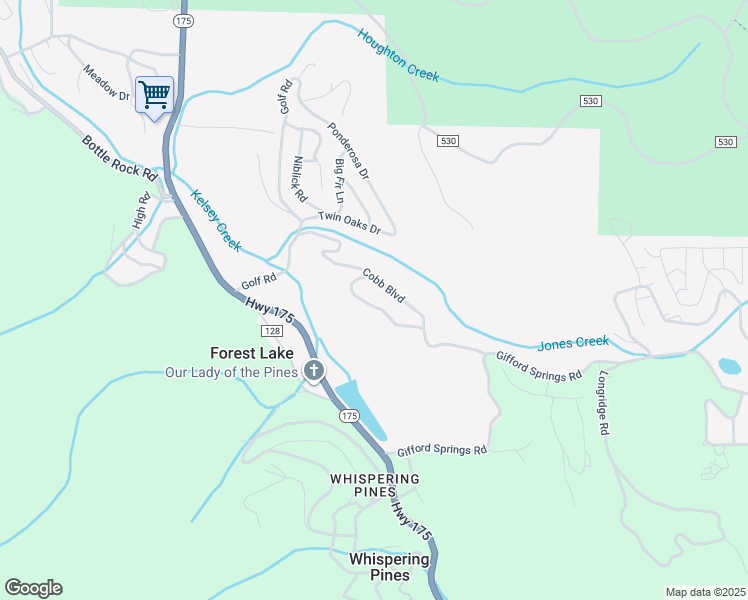 map of restaurants, bars, coffee shops, grocery stores, and more near 16600 Mountain View Drive in Cobb