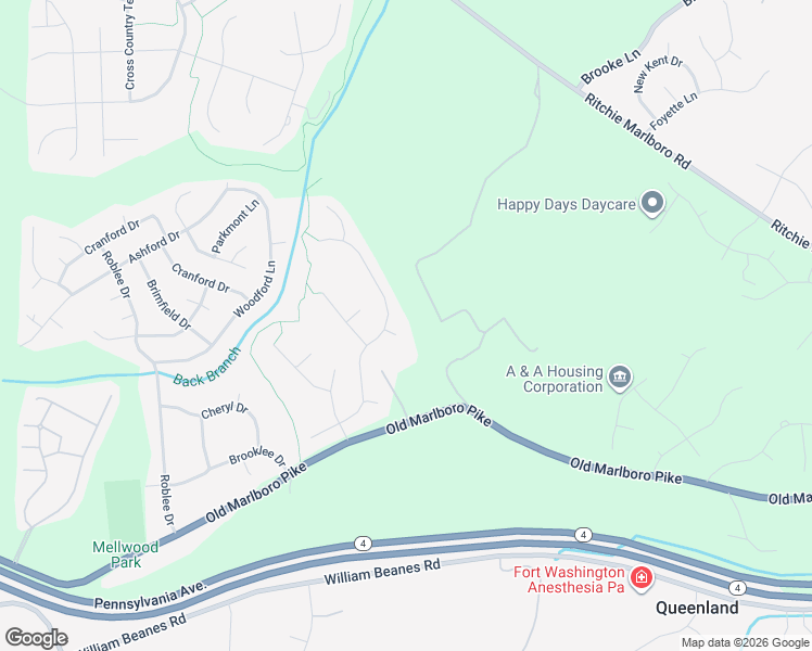 map of restaurants, bars, coffee shops, grocery stores, and more near 11702 Horse Stable Court in Upper Marlboro