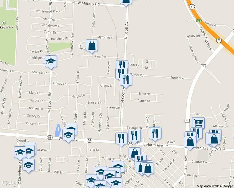 map of restaurants, bars, coffee shops, grocery stores, and more near 306 Hawthorne Court in Belton