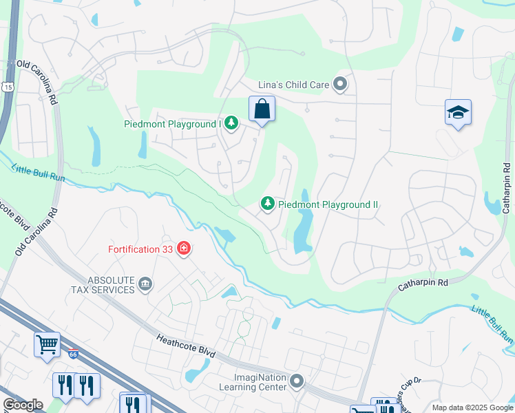 map of restaurants, bars, coffee shops, grocery stores, and more near 14286 Wythridge Way in Haymarket