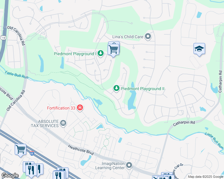map of restaurants, bars, coffee shops, grocery stores, and more near 14286 Wythridge Way in Haymarket