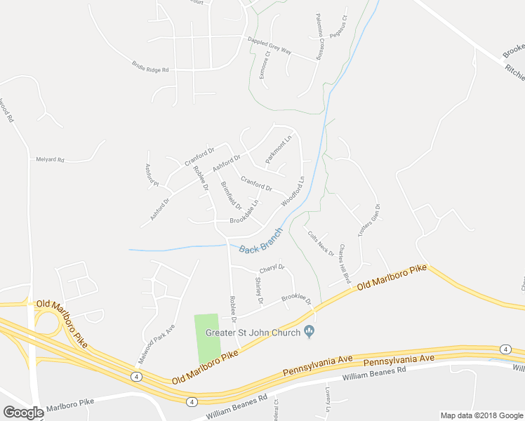 map of restaurants, bars, coffee shops, grocery stores, and more near 5103 Brookdale Court in Upper Marlboro