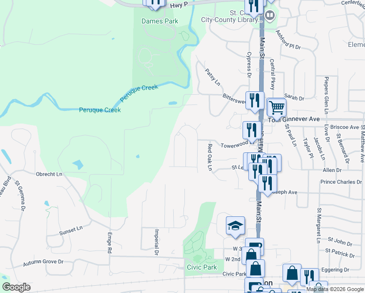 map of restaurants, bars, coffee shops, grocery stores, and more near 819 Colleen Drive in O'Fallon