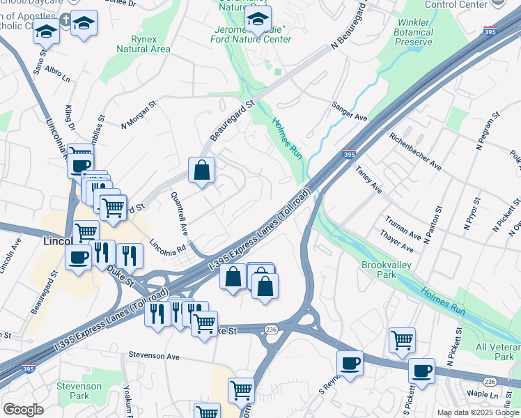 map of restaurants, bars, coffee shops, grocery stores, and more near 473 North Armistead Street in Alexandria