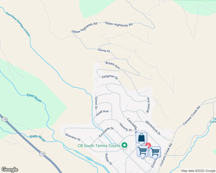 map of restaurants, bars, coffee shops, grocery stores, and more near 1066 Cascadilla Street in Crested Butte