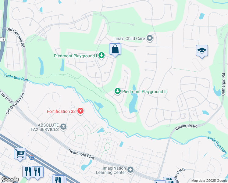 map of restaurants, bars, coffee shops, grocery stores, and more near 14282 Wythridge Way in Haymarket