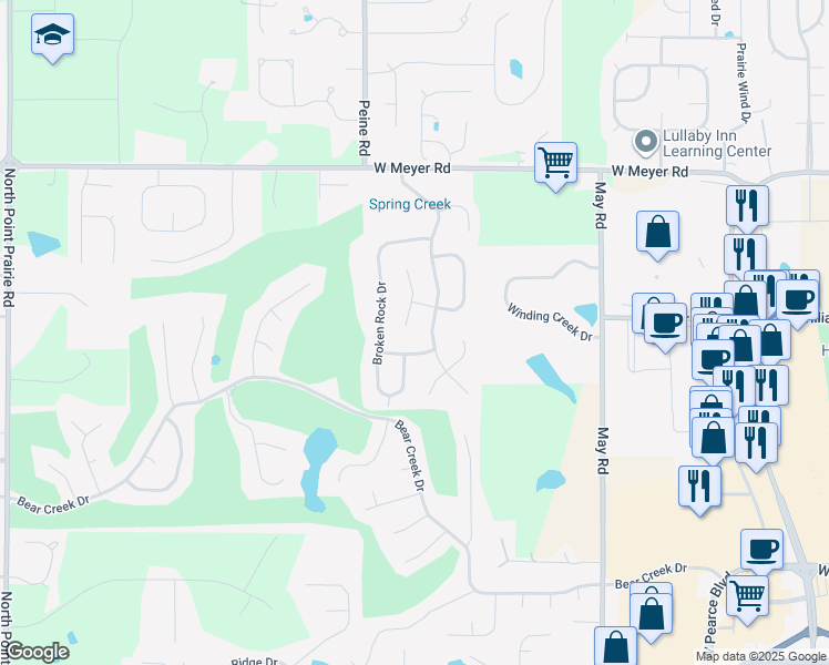 map of restaurants, bars, coffee shops, grocery stores, and more near 4438 Spotted Fawn Court in Wentzville