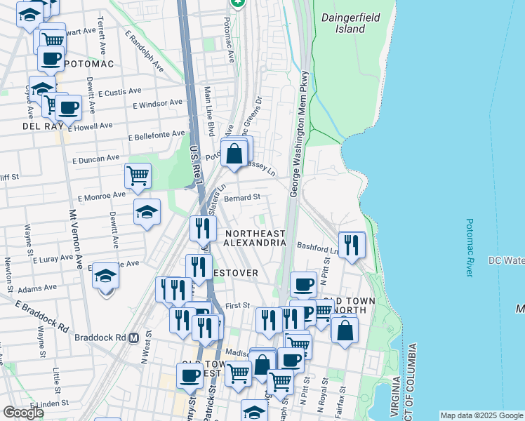 map of restaurants, bars, coffee shops, grocery stores, and more near 101 Independence Avenue Southeast in Washington