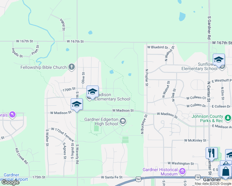 map of restaurants, bars, coffee shops, grocery stores, and more near 733 Fountain Street in Gardner